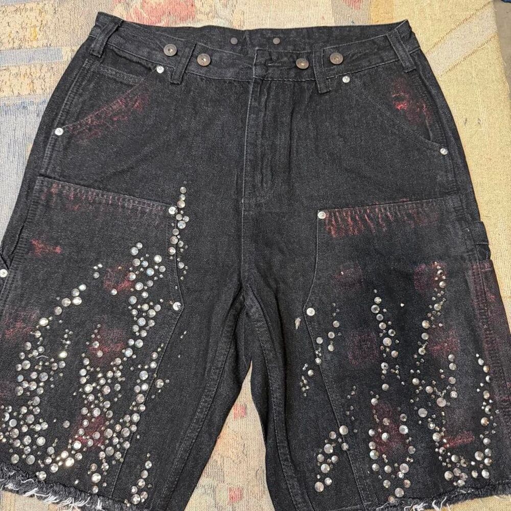 Hellstar Men's Black and Grey Shorts